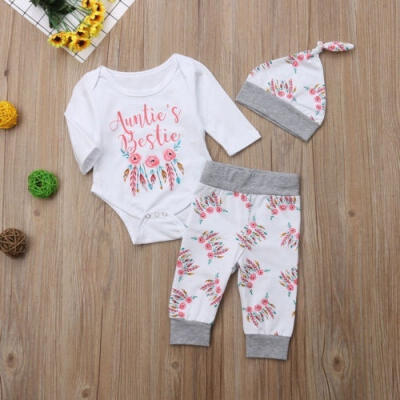 

3Pcs Cute Newborn Infant Baby Girls Autumn Clothes Long Sleeve Romper TopsLeggings Pants Outfits Set