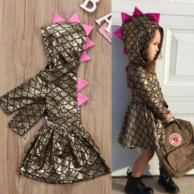 

Cute Kids Little Mermaid Girl Princess Dinosaur Dress Party Cosplay Costume GL