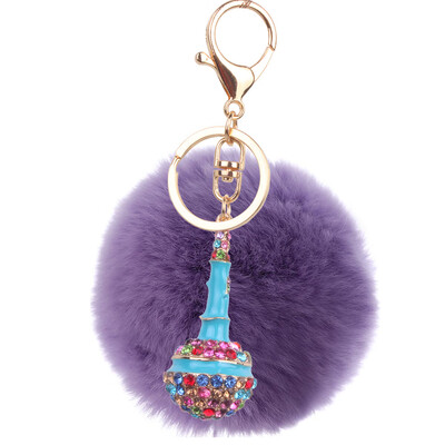 

Plush Rex Rabbit Hair Ball Alloy Keychain Bag Car Mobile Phone Accessories