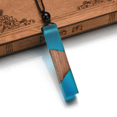 

Hot Natural wood resin Pendant Necklace for Women Men long chain woven rope chain Necklace statement Jewelry Gift