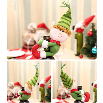 

Toponeto Christmas Wine Bottle Cover Clothes Xmas Santa Snowman Table Bottle Decor Party