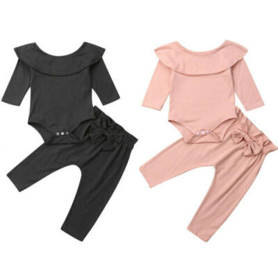 

Infant Baby Girls Toddler Long Sleeve Ruffled Romper Tops Pants Outfits Clothes