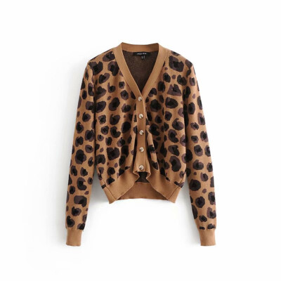 

Toponeto Women Long Sleeve Casual Leopard Printing Button Shirt Tops Coat