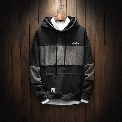 

Gobestart Mens Casual Fashion Patchwork Pullover Hoodie Loose Outwear Tops Blouse
