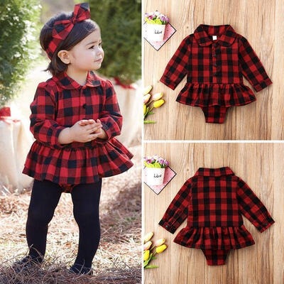 

Newborn Kids Baby Girl Plaid Romper Bodysuit Jumpsuit Dress Outfit Clothes 0-24M