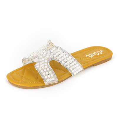 

Cool slippers womens summer fashion outside wearing h slippers hundred flat-bottomed beach sandals one word slippers