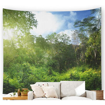 

Toponeto Misty Forest Tapestry Wall Hanging Nature Landscape Tapestry Sunshine Through Tree Tapestries For Bedroom Living Room