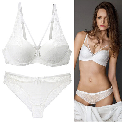 

〖Follure〗Fashion Women Gather Sexy Lace Bra Suits Deep V Lotus Leaf Edge Underwear