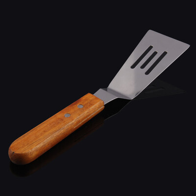 

Stainless Steel Beefsteak Spatula Flat Colander Shovel with Wooden Handle