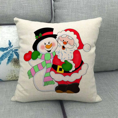 

1pcs Christmas Sofa Pillow Case 3d Snowman Cushion Cover Flax White Lovely