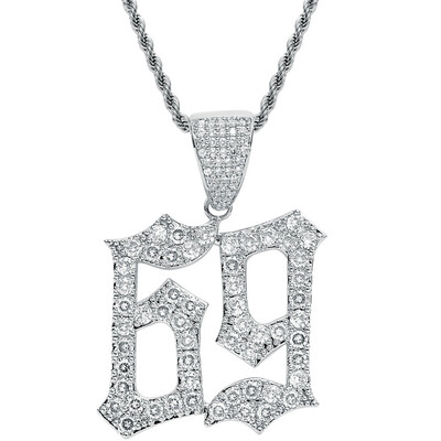 

Cool Hip Hop Jewelry Micro-inlaid Zircon Number 69 Pendant Necklace Punk