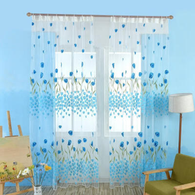 

Home Decor Elegant Floral Tulle Voile Door Window Drape Curtain Sheer Valances