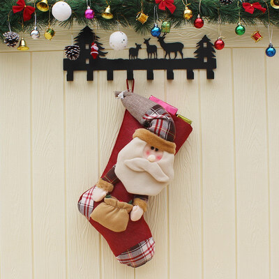 

Christmas Stocking Santa Snowman Reindeer Xmas Character 3D Plush with Faux Fur Cuff Christmas Decorations