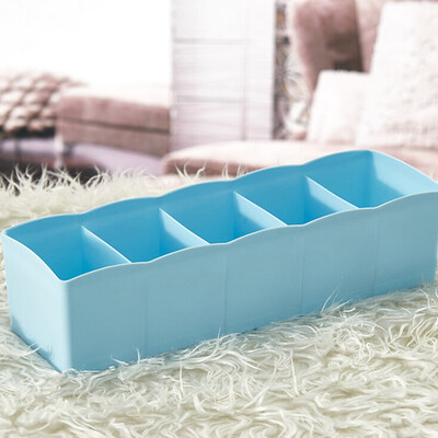 

JPGIF 5 Cells Plastic Organizer Storage Box Tie Bra Socks Drawer Cosmetic Divider BU