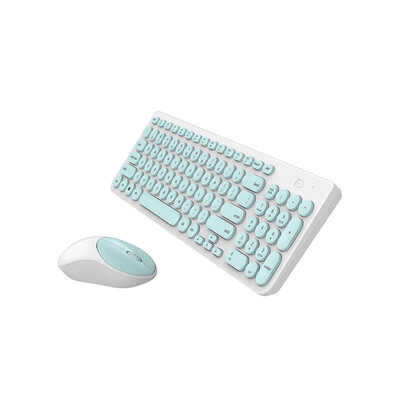 

FD Wireless iK6630 Keyboard & Mouse Combo 24GHz Cute Round Key Set Smart Power-Saving Silent Clicks Slim Combo for Laptop Compute