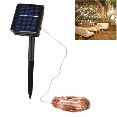 

10M Solar LED String Copper Wire 100 LEDs IP65 Waterproof Holiday Decoration