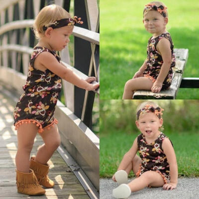 

Newborn Baby Girl Tassels Romper Headband Jumpsuit Bodysuit Outfits Sunsuit 0-2Y