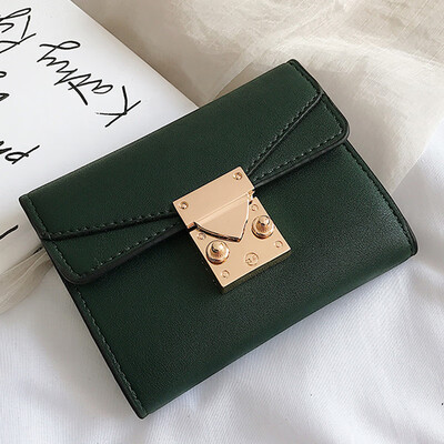 

Hong Kong fashion small wallet female short personality retro folding wallet multi-card buckle change card bag