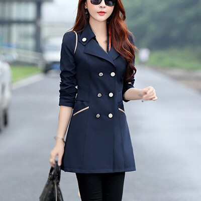 

Ladies Solid Button Down Long Sleeve Coat Tops Lapel Collar Formal Warm Cardigan
