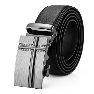 

Cool Male Trendy Fashion Business Style Belts Automatic Crossing Buckle