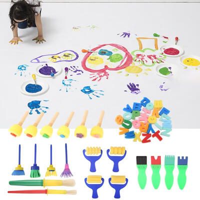 

Greensen 46PCS Kid Sponge Painting Stamp Roller Brushes Capital Letters Educational Painting Tool Toy