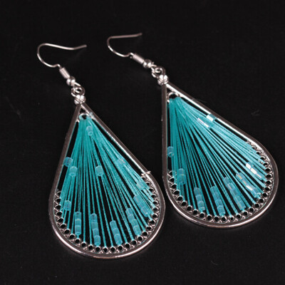 

Fashion Autumn&Winter Exaggerated Ethnic Teardrop shaped Earrings Hand-woven Thread Earrings