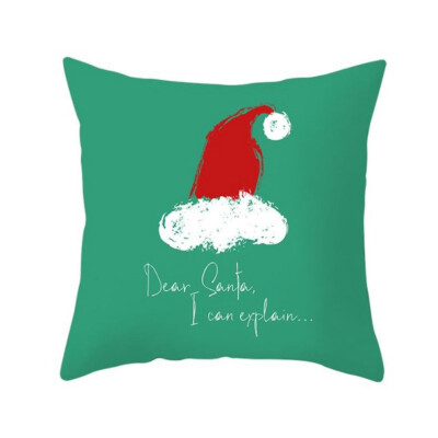 

Christmas Peach Skin Pillowcase Green Cartoon Sofa Pillowcase Xmas Home Decor