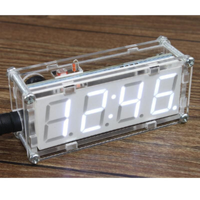 

4-Digit DIY LED Electronic Clock Kit Microcontroller 08inch Digital Tube Clock with Thermometer Hourly Chime Function DIY Kit Mod