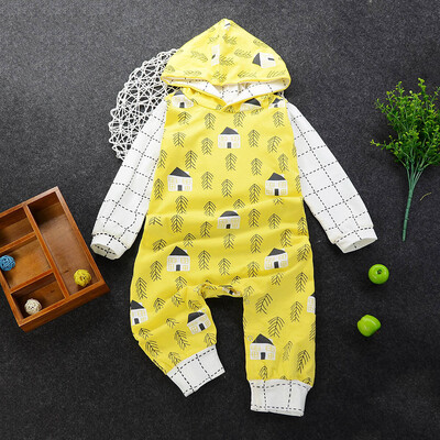 

Newborn Infant Baby Boy Girl Print Hooded Romper Jumpsuit Clothes Outfits