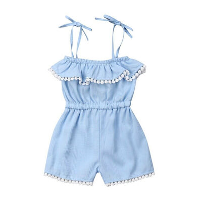 

Children Casual Summer Kids Baby Girl Sets Ruffle Sleeveless Sling Vest Rompers