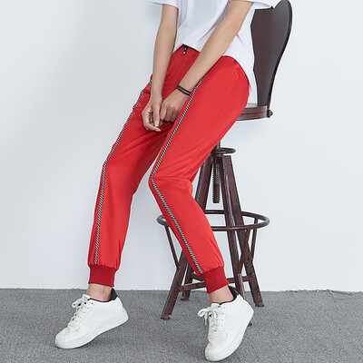 

Womens Mid-Waist Casual Striped Print Sports Pants Harem Pants Jogger Pants