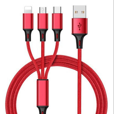 

USB Cable For IPhone  X 8 7 6 Charging Charger 3 In 1 24A Micro USB Cable Type-C Mobile Phone Cables For Samsung S8