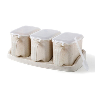 

Seasoning Box Seasoning Rack Spice Pots Storage Container Condiment Jars Cruet With Cover And Spoon Kitchen Utensils