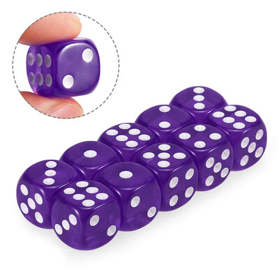 

10 PCS 14MM Transparent Dice Acrylic Gambling Game Playing Square Corner Dice Set