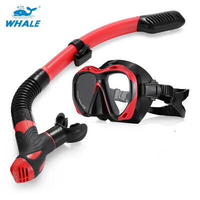

WHALE MK2600 SK900 Professional Adult Diving Silicone Mask Glasses Snorkel Set