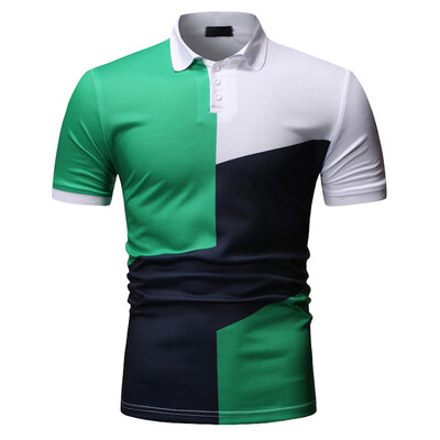

Tailored Mens Striped Splicing Pattern Casual Fashion Lapel Short Sleeve Shirt