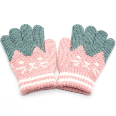 

New Fashion Christmas Gift Children Kids Winter Warm Knitted Gloves Full Finger Mittens