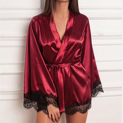 

Women Long Bride Robe Satin Silk Night Dressing Gown Bathrobe Bridesmaid Kimono