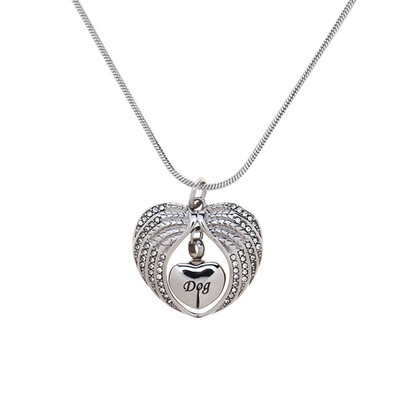 

Titanium Steel Heart-Shaped Wing Necklace Memorial Keepsake Pendant Fashion Jewelry