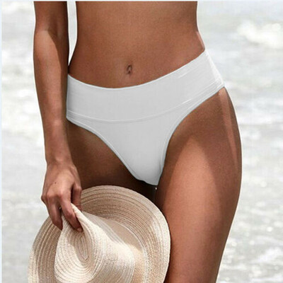 

Women Sexy Vintage High Waist Brazilian Bikini Thong Bottom V Cheeky Ruched Swimwear Brief Beachwear Hot
