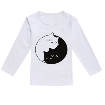 

Toddler Baby Kids Boys Girls Spring Cartoon Print Tops T-shirt Casual Clothes