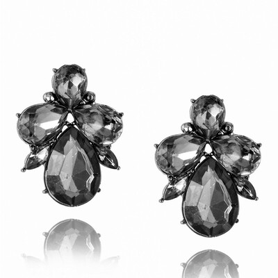 

E0224 Fashion Jewelry Pink Crystal Flower Stud Earrings For Women Vintage Rhinestone Stud Earrings Bijoux Elegant Lady Wholesale