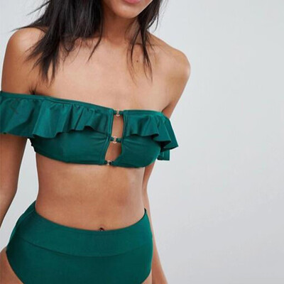 

Roseonmyhand Womens Two Piece Ruffles Sexy Split Swimsuit Bikini Swimsuit Beachwear