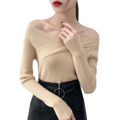 

Women Sexy V-Neck Sweater Long Sleeves Pullover Autumn Winter Shirt Fashion Jumper