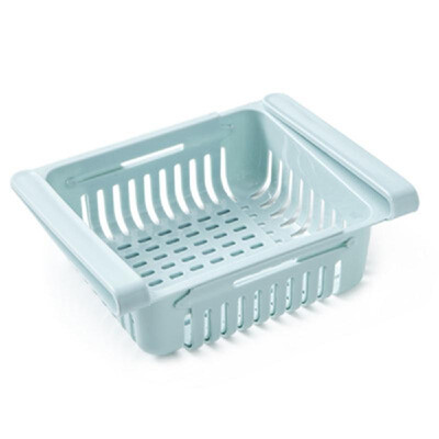 

Kitchen PP Storage Box Food Fruit Container Organizer Rack Pull-out Drawer Stretch Refrigerator Storage Basket White