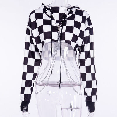 

Sexy Women Hooded Cut off Front Sweatshirt Hoodie Crop Top Jumper Pullover Party