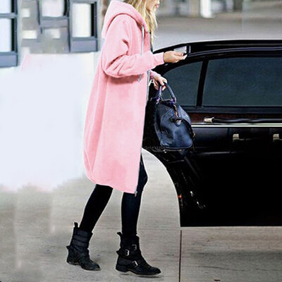 

2019 Womens Warm Fuzzy Casual Oversize Coats Jacket Overcoat Zipper Outwear