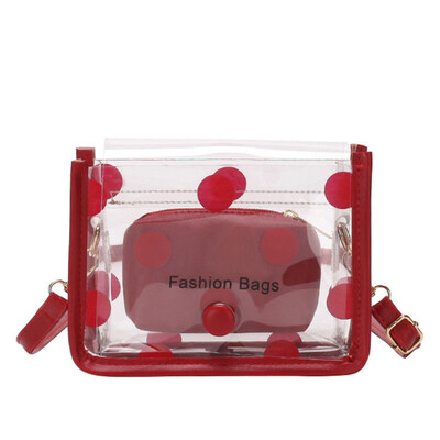 

2Pcs Women Dot Shoulder Bag Transparent Adjustable Crossbody Pouch Handbag Tote
