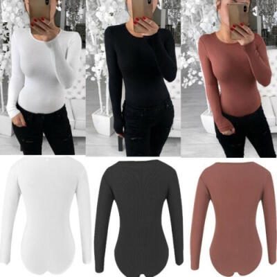 

Women Long Sleeve Bodysuit Leotard Bodycon Bandage Jumpsuit Romper Top Blouse