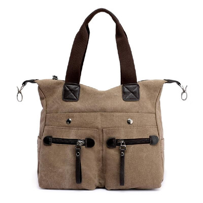 

Fashion Women Canvas Handbag Casual Shoulder Bag Pockets Large Capacity Vintage Crossbody Tote Travel Bag